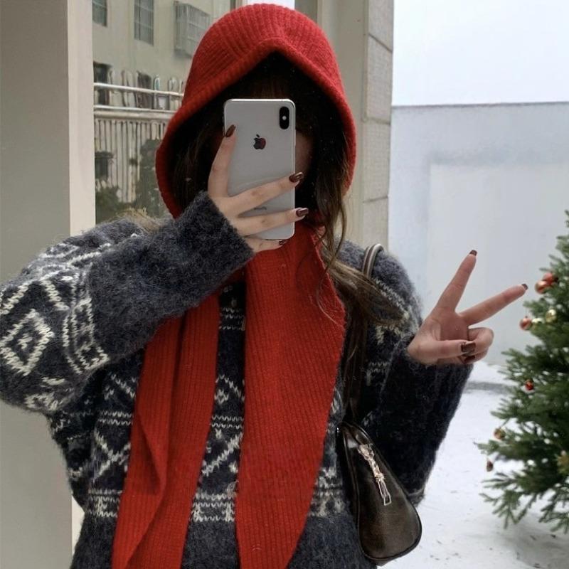 Christmas new series scarf new fashion warm knitted scarf autumn and winter student couple gift shawl