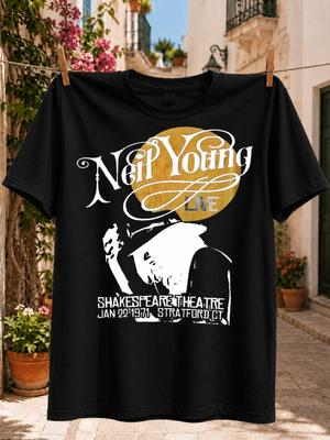 Neil Young Live With Singer Silhouette Full Moon And Shakespeare Theatre January 22 1971 Concert  Unisex All Tshirt