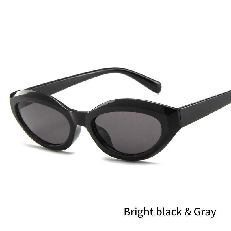 

Men Retro Women Vintage Small Frame Oval Sunglasses Eyewear Fashion Uv400 Shades Bright Black&Gray