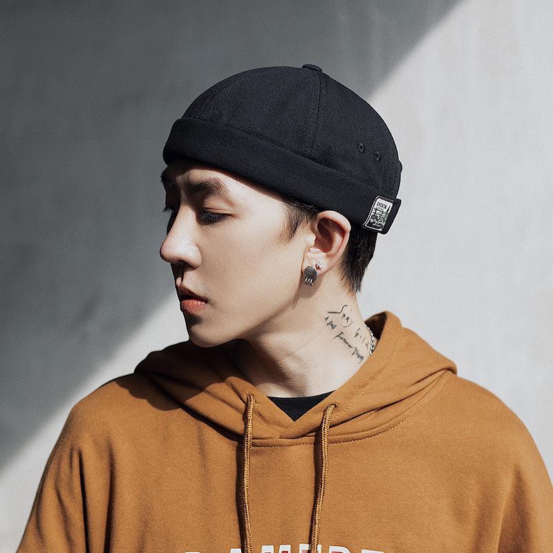 Soft Cotton Brimless Dome Hat For Men Women Solid Color Adjustable Melon Docker Cap Unisex Hip Hop Street Landlord Hats Beanies