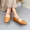 Prawdziwej skóry pasek z klamrą na okrągłym czubku damskie mieszkania buty ręcznie robione buty w jednolitym kolorze z miękką podeszwą