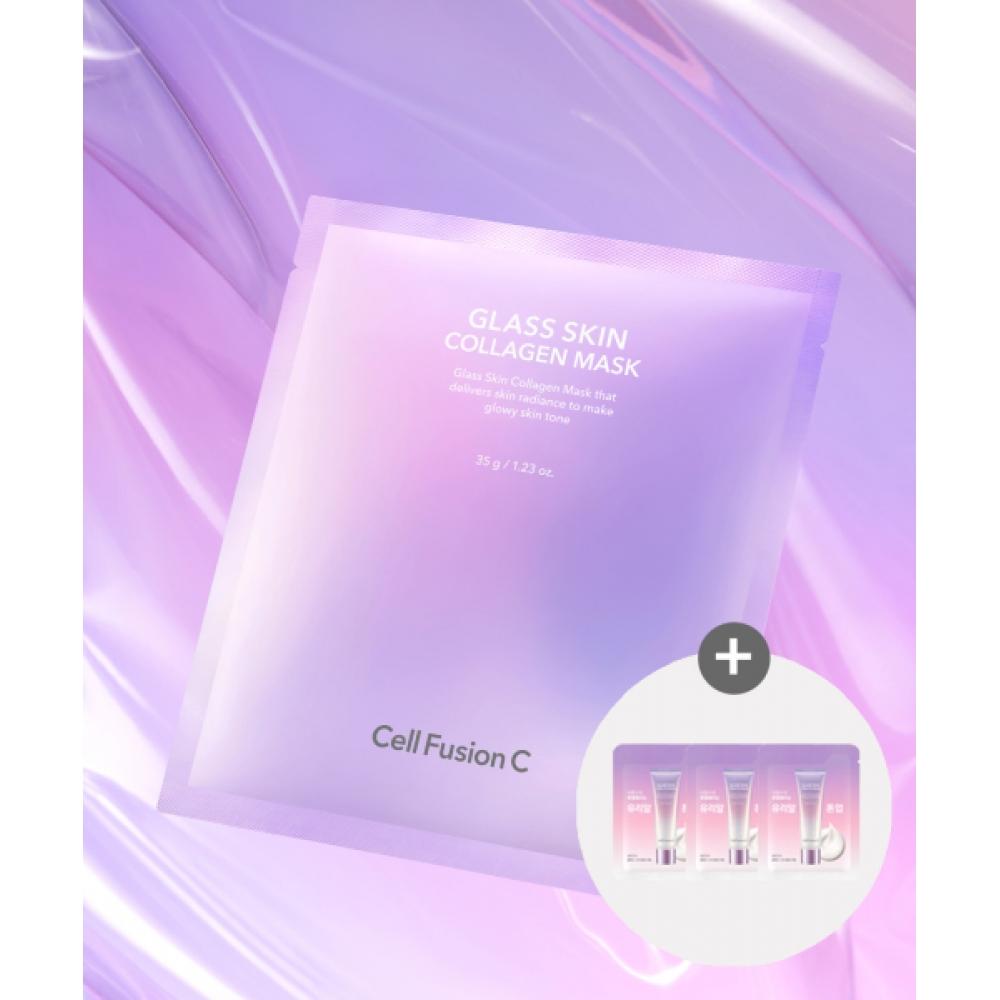Cell Fusion C Маска для лица с коллагеном Glass Skin 5 шт. + [в подарок] Осветляющий крем 1 мл 3 шт. FREE