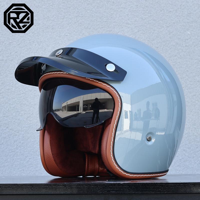 Lightweight Vintage Motorcycle Helmet With Visor Motorbike Riding 3/4 Open Half Helmet Retro Casco Moto 3C & Dot