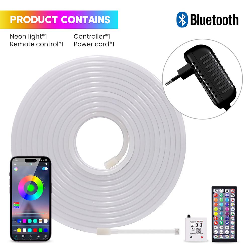 24V RGB 5m 10m 20m 30m LED Neon Strip Light Bluetooth APP 24 44 Key Remote Control EU US UK AU Power Kit 60LED Waterproof Decor