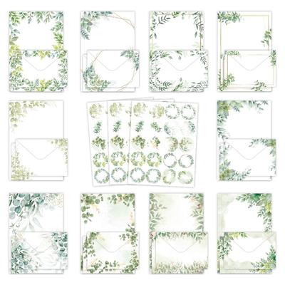 160 Stück/Set Briefpapier-Umschlag-Set Blattmuster Einfaches Kreatives Leeres Schreibwaren-Set Hochzeitsumschläge zum Schreiben Verschenken