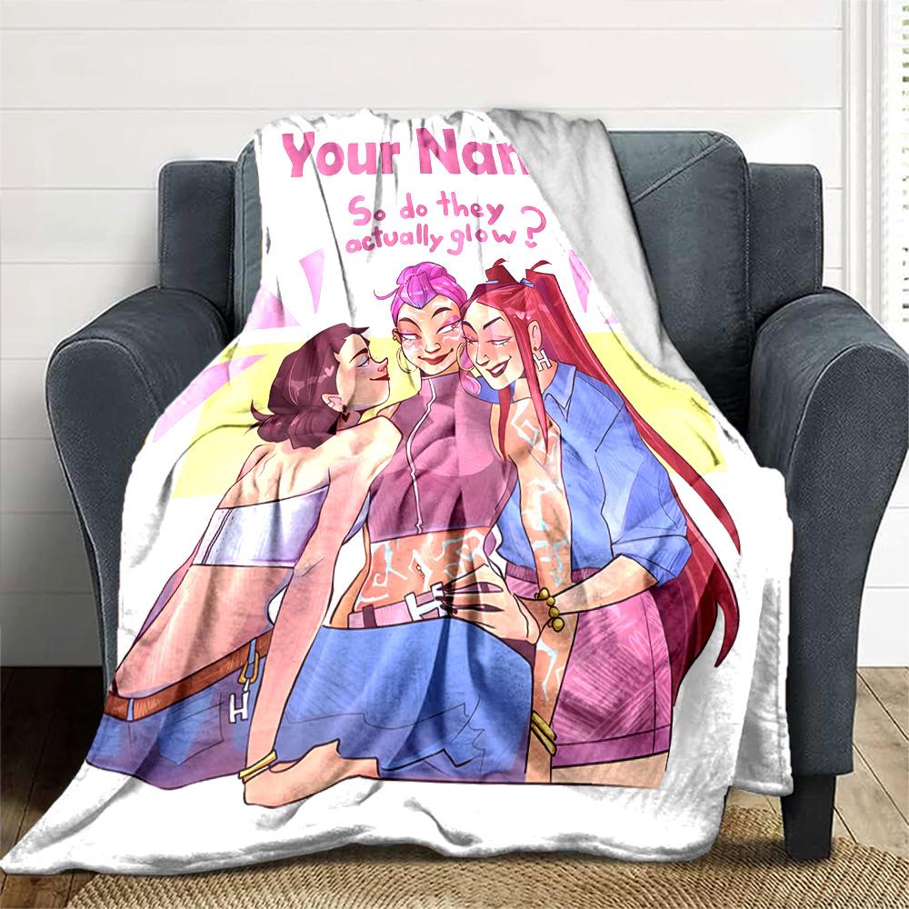 Customizable KPop Demon Hunters51 Throw Blanket – Personalized Name, All-Season Cozy Snug Blanket, Machine Washable, Personalized Blanket