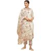 W for Woman Off W For Womanhite Floral Printed Sequined Blend Kurta Dupatta Bottomwear