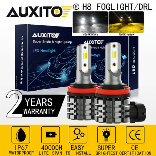 H11 H8 Switchback White Amber LED Fog Driving Light Bulbs For Ram 1500