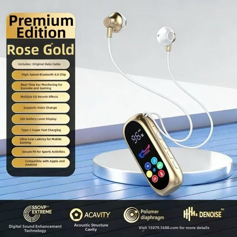 Noise Reduction Bluetooth Headphones Color Screen Wireless Earbuds Clip-On Earphones  Indoor Use