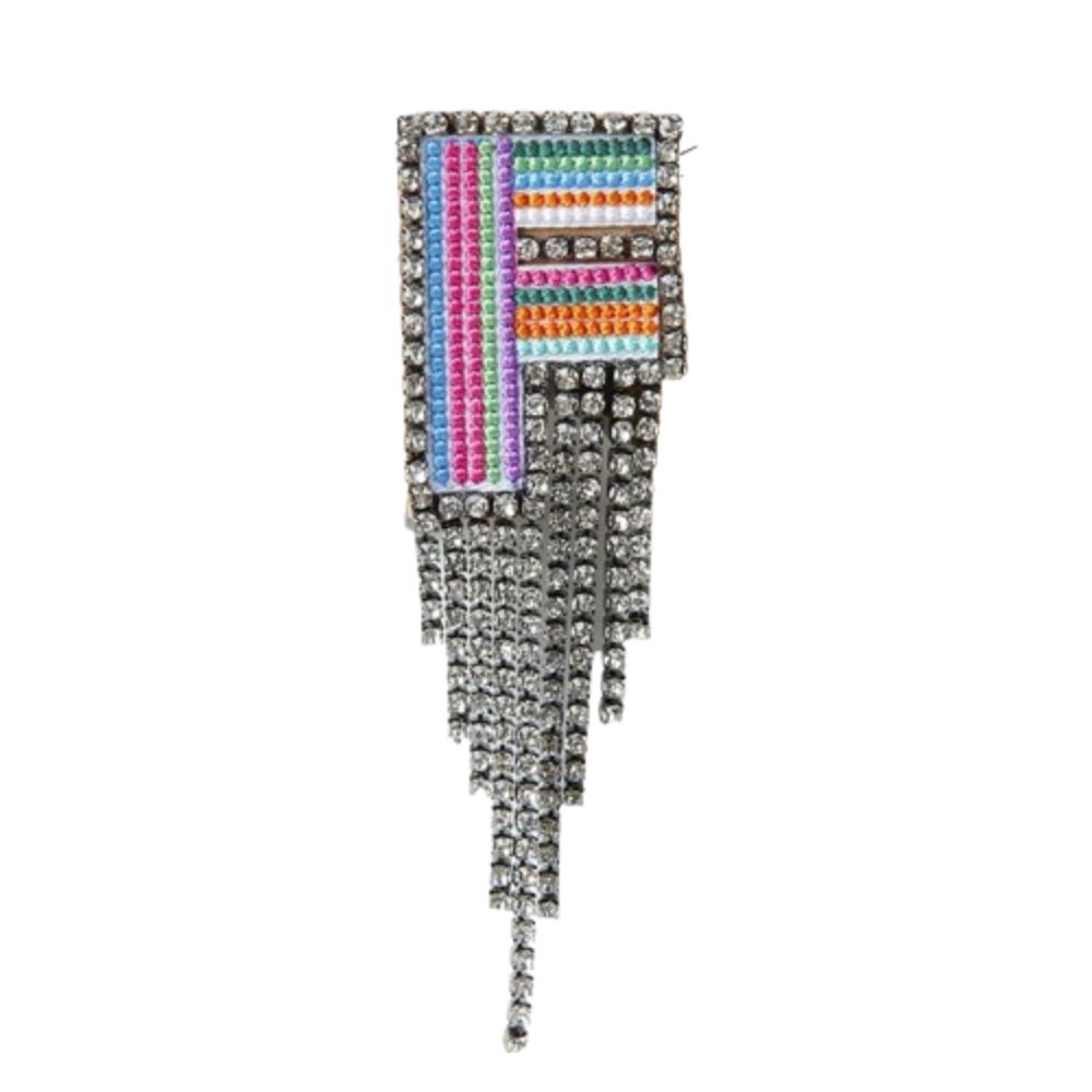 Embroidery Rhinestone Tassel  Brooch A-Z Letter Banquet Clothes Pin  Decoration