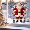 Waterproof Seasonal Wall Art Christmas Window Cling Cute Santa Claus And Elf Boys Decal Scene Decals Winter Holiday Reusable Static Glass