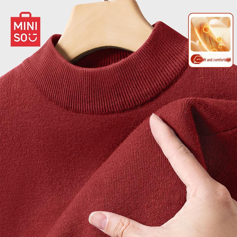MINISO Men's Half-High Collar Knit Pullover Sweater
