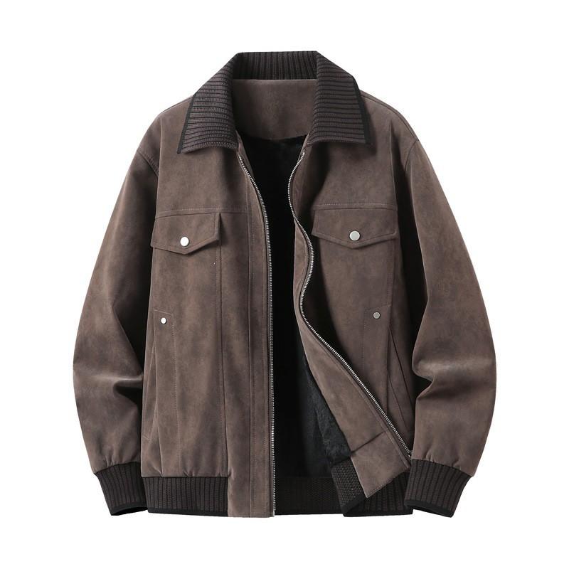 Mens Loose Faux Leather Jacket Warm Fleece Lined Windproof Casual Coat Fall 2026