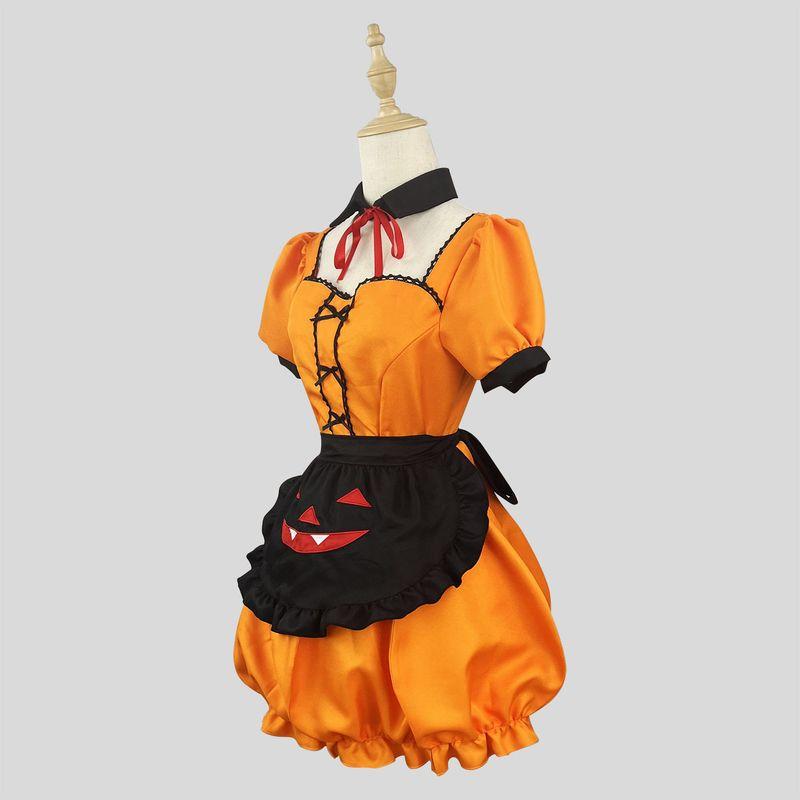 Original Cross-Border Amazon Halloween Pumpkin Maid Costume Cosplay Outfit Lolita Cute Anime Girl