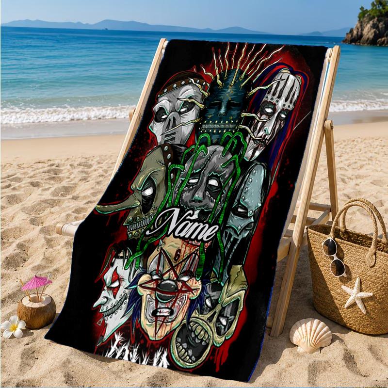Custom Name Beach Towel Slipk-not Artistic Masks Microfiber Beach Towel, Lightweight for Summer Travel, Swimming Pool Fan Birthday Gift