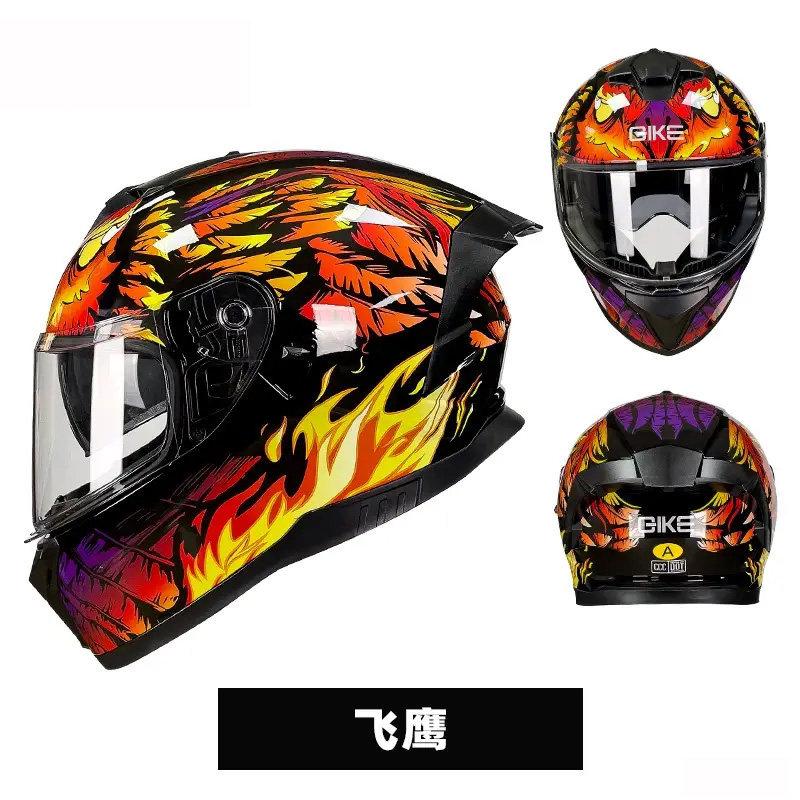 Unisex DOT ECE Certified Motorcycle Helmet with Dual Lens Full Face Cover And Large Tail Wing for Electric Scooter And Motorbike