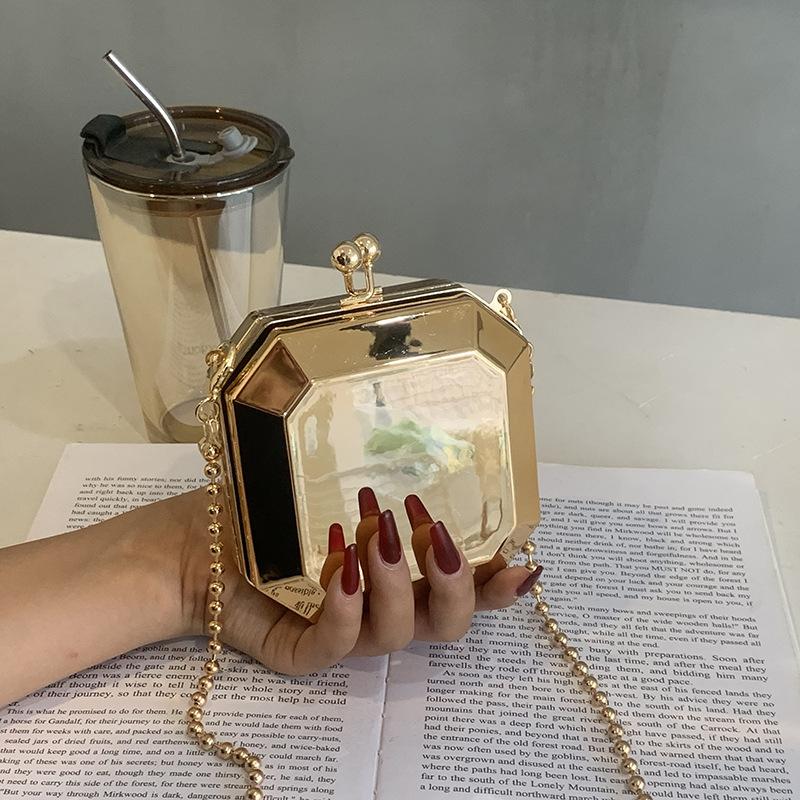 Styling box bag Mirror small square bag Women's new chain lock Crossbody simple and popular women's shoulder bag