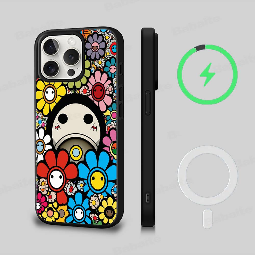 Japonský Artisti M-murakami T-takash Art Barevný Magnetický Kryt Pro iPhone 17 16 14 13 15 Pro Max Bezdrátové Nabíjení Kryt Telefonu