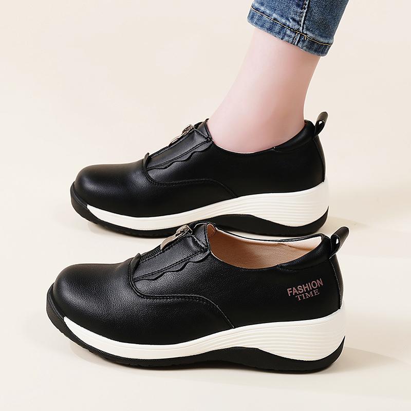 Damen Plateau Loafers Mokassins Casual Slipper Dicke Sohle Elevator Shake Schuhe für Mutter Übergröße