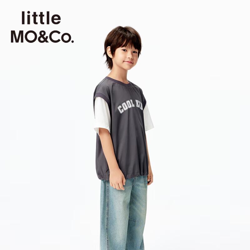 Little MO&Co. Kids  2025 Summer Quick-Dry Faux Two-Piece Sports T-Shirt 160