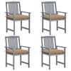 VidaXL Garden Chairs with Cushions 4 Pcs Grey Solid Acacia Wood