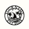 Shark Palm Tree Metal Wall Sign Black Address Phone Name Plate Indoor Outdoor Decor