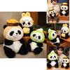 Entzückendes Panda-Plüschtier mit Eis und Hamburger-Lieferoutfit Perfekt für Kindergeburtstagsgeschenke