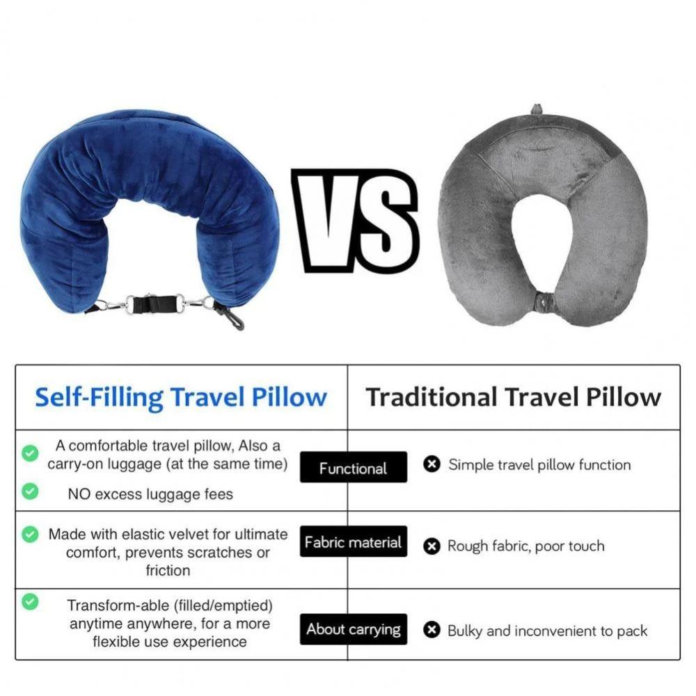Space-saving Portable Travel Bag Stuff With Clothes Self-filling Travel Pillow Airplane Travel