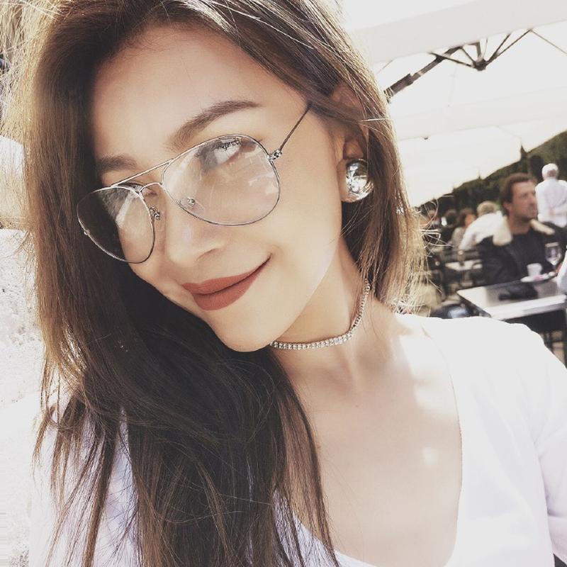 Elbru -1.0 -1.5 -2.5 -3.0 -4.0 Women Men Fashion Pilot Myopia Glasses Oversized Eyeglasses Frames Students Metal Clear Glasses