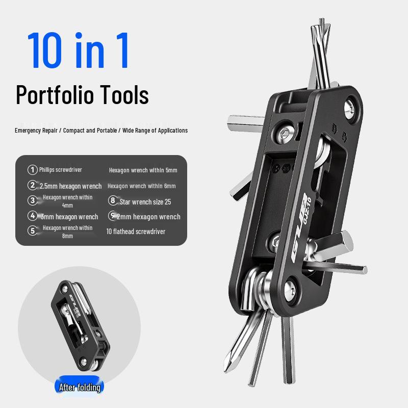 GUB Multi-Functional 4-Sided Folding Allen Wrench Set for Mountain and Road Bikes