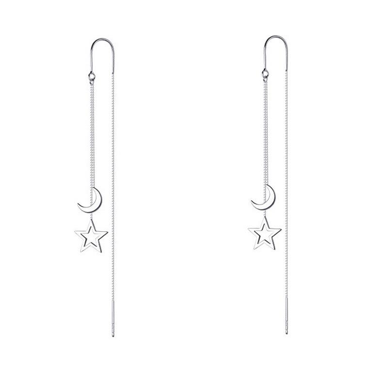925 Sterling Silver Vintage Earrings For Women Trendy Simple Star Moon Earring Jewelry Prevent Allergy Party Accessories Gift