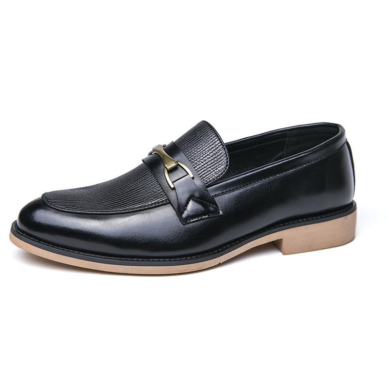 

2025 spring and autumn new men s business dress leather shoes trend beef tendon sole soft sole soft leather shoes 38 чёрный