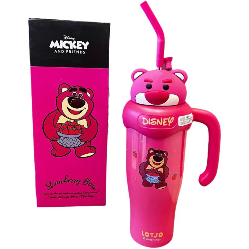 Charming Strawberry Bear Minnie Large Capacity Insulated Coffee Mug With Straw For Women Strawberry Bear