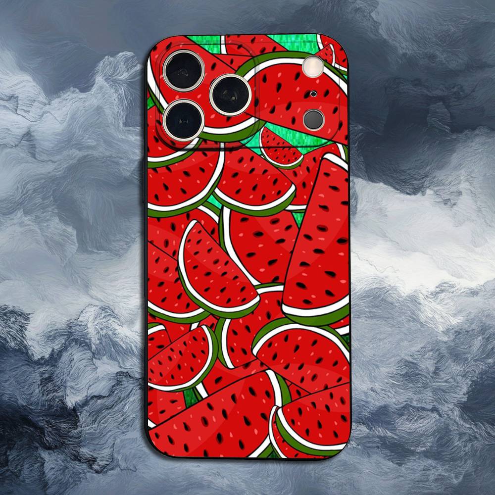 Summer Red Watermelon Case For iPhone 12,14,15,16,11,17,13,X,Mini,SE,XS,Plus,Pro,Max,8,7,XR,Soft Silicone Black