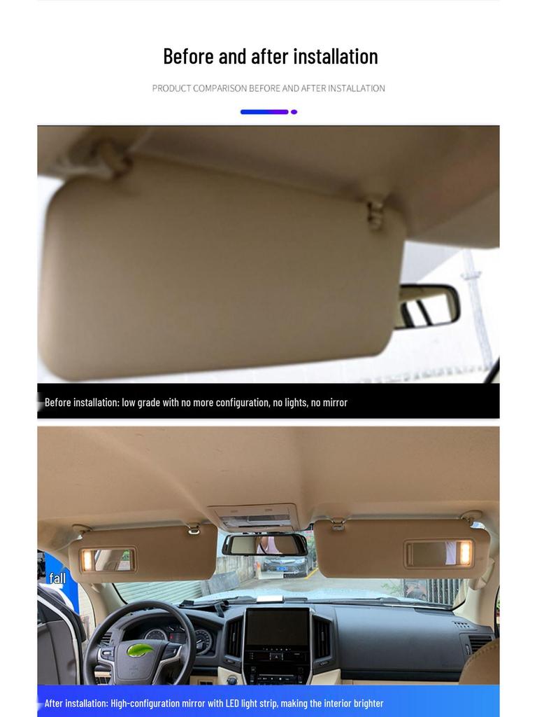 08-21 Land Cruiser Sun Visor Sunshade Front Windshield Makeup Mirror with Light