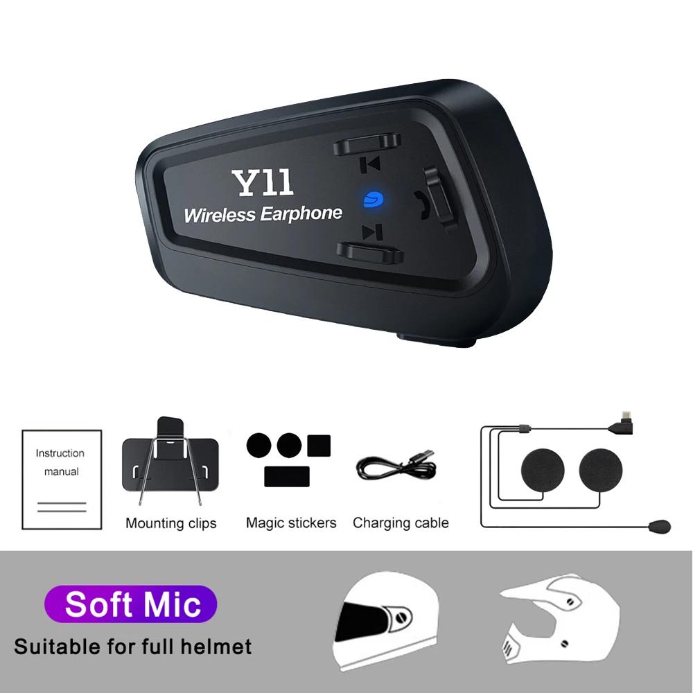 Y11 Wireless Bluetooth5.3 Motorcycle Helmet Headset Handsfree Call Kit Waterproof Music Player Speaker Earphone