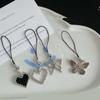 Love Heart Phone Pendant Novel Hollow Butterflies Tassels Y2k Girl Heart Niche Hollow Love Keychain Handmade Lanyard