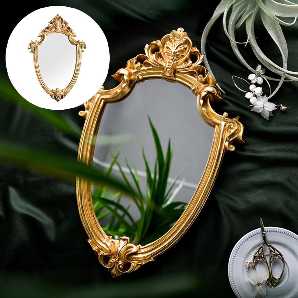 Gold Retro Makeup Mirror Wall Decoration Classical Tea Tray Decoration Decoration Wall Decoration Photo Props Table Bedroom