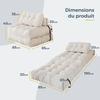 Divano letto trasformabile pieghevole con cuscino, materasso con supporto lombare, lettino prendisole portatile e confortevole per soggiorno, beige