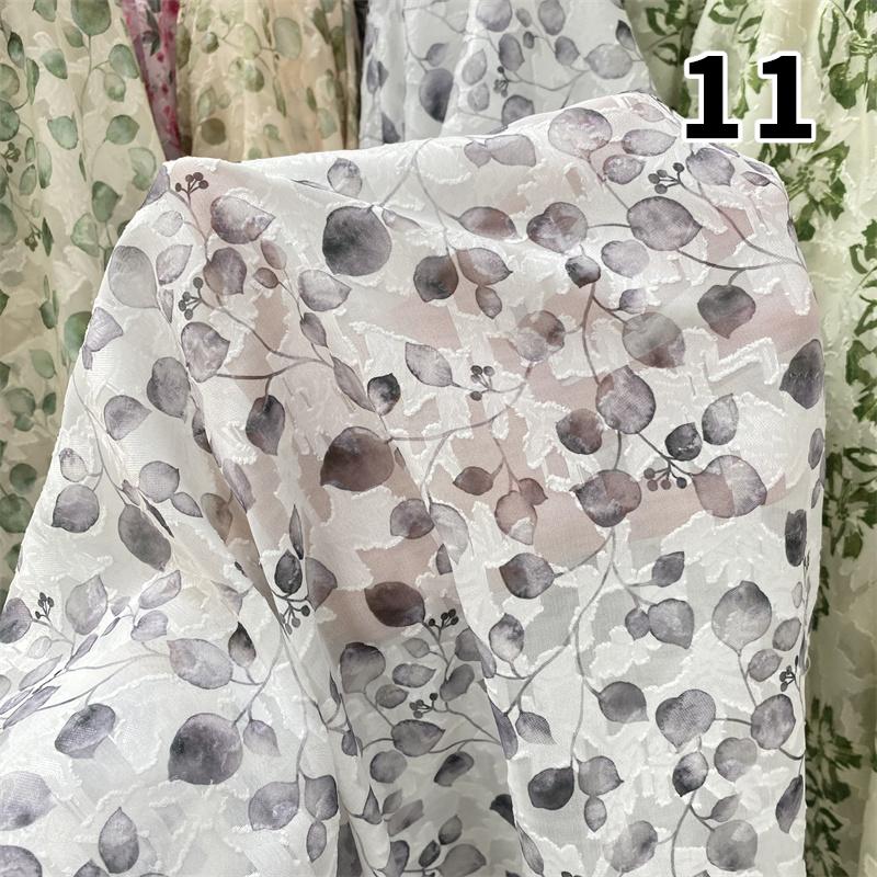 Nowa Tkanina Szyfonowa Miękka Półprzezroczysta Lekka Oddychająca Styl Chiński Żakard Kwiatowy na Sukienki DIY Koszule Przeciwsłoneczne