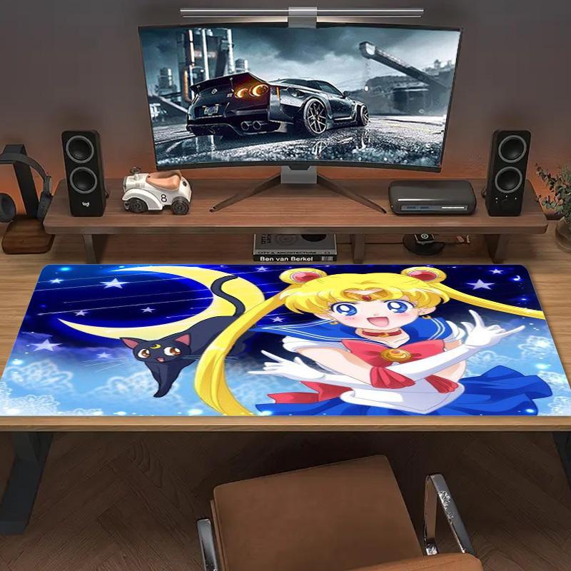 Magic Sailor Girl Color Mouse Pad Large Gaming Table Cushion Non-slip Laptop Tablet Big Mousepad XXL Mat Mini PC Playmat With Lock edge