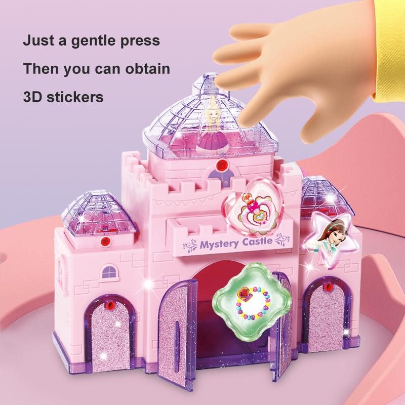 Wonderful Magic Casle With Lock Keys 3D Sticker Machine DIY Sticker Maker Play Unlock Game Hand Made Craft Toys Gift for Kids