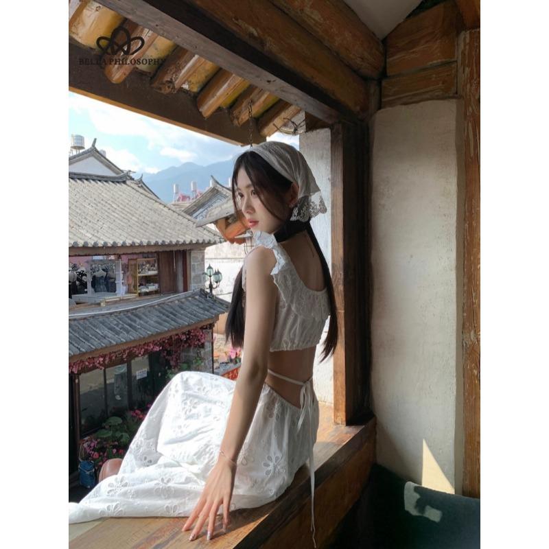 French Niche Design Hollow Crochet Dress Female Summer New Tea Break Temperament Fairy First Love Long Dress Casual Dress