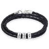 Factory Personalized Leather Bracelet 925 Sterling Silver Custom Name Beads Bracelet for Men