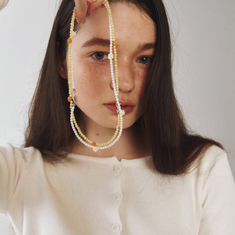 

OVT-U [925 SILVER] Mini Rose Beads Necklace Yellow