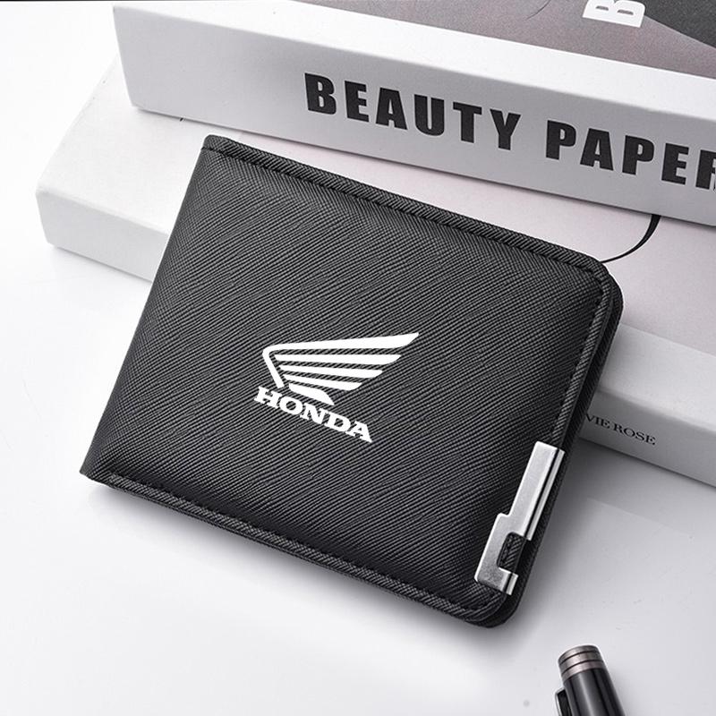 Men Wallet Leather Business Bank Card Coin Purse Card Holder Pocket For HONDA Hornet NT1100 CBR CB Shadow PCX VFR XADV Forza XK6