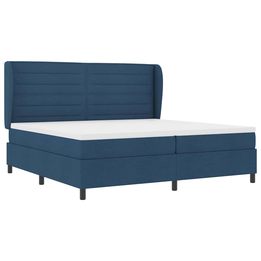 Box Spring Bed with Mattress and Headboard Blue 200 x 200 cm Fabric