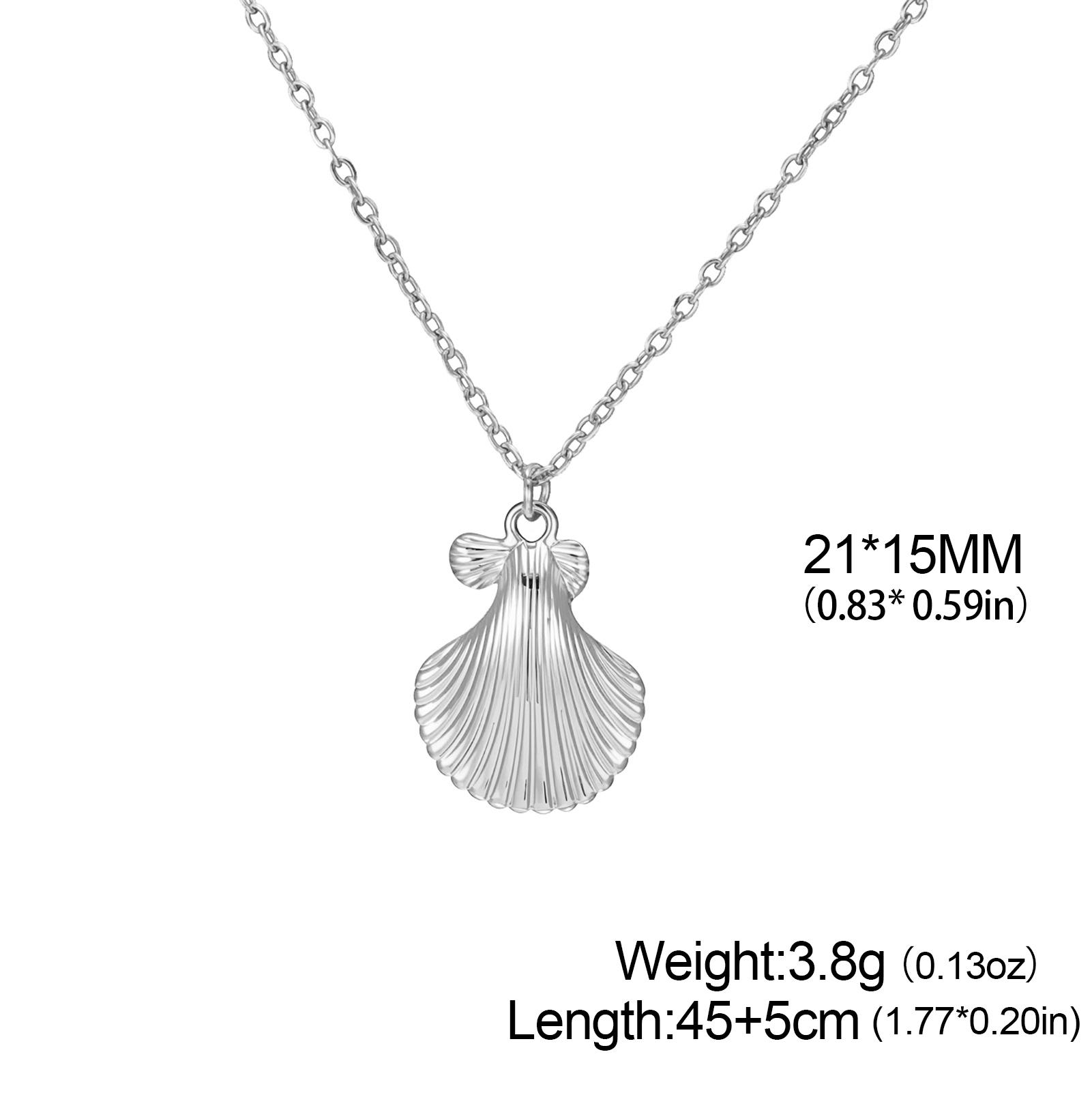 

Teamer Shell Pendant Necklace for Women Girls Gold Color Stainless Steel Chain Birthday Gifts Fashion Summer Beach Jewelry 45 add 5cm