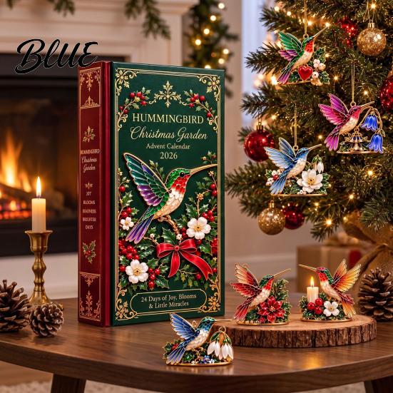 24 Day Advent 2D Acrylic Calendar 24-Day Christmas Garden Calendar Hummingbird Countdown with Decorations Bird