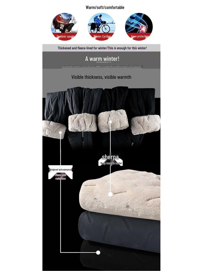 Desetizónové USB vyhřívané pánské zimní kalhoty s jehněčí vlnou